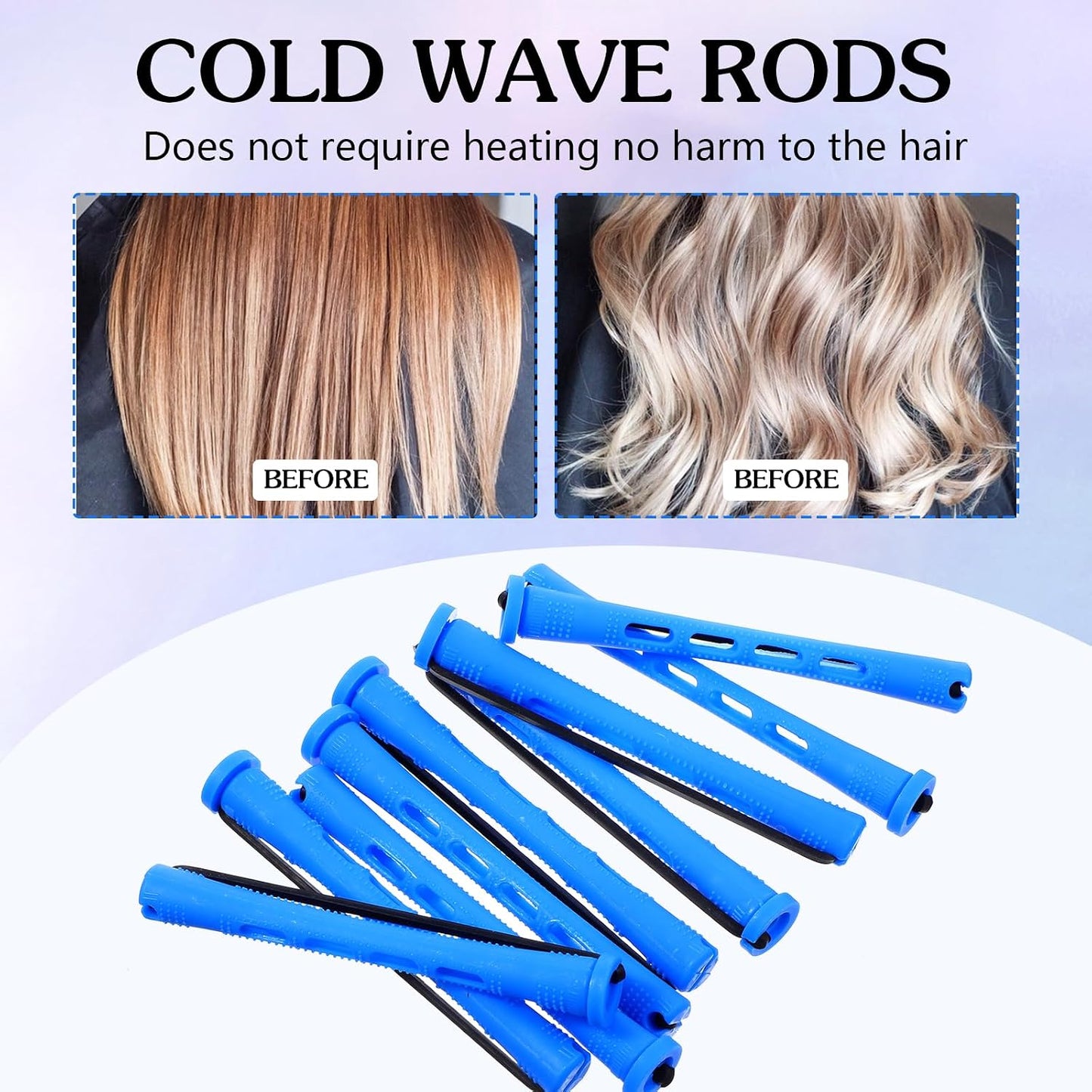 Perm Rods for Short Hair - 20 Pcs Small Plastic Curling Rollers | Blue, 0.35 Inches