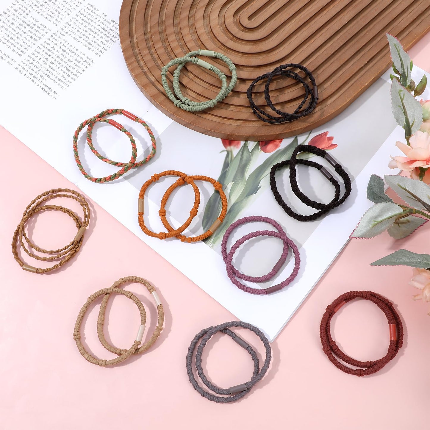 Ymapinc Hair Tie Bracelets for Women & Men - (20-Pack) Boho Ponytail Holders for Thick, Medium & Long Hair (10 Styles)