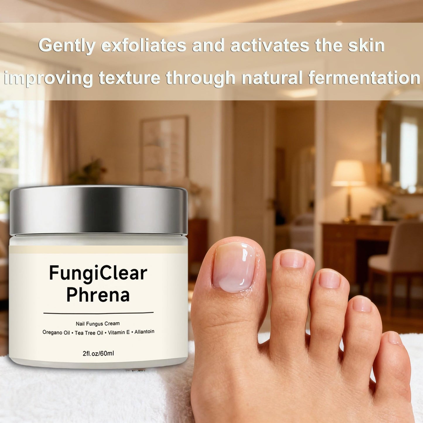FungiClear Phrena Nail Care Cream,Toenail Nail Repair for Damaged, Strength & Nail Growth Tea Tree Oil, Oregano Oil, Vitamin E 60ml,2.03fl.oz (1pcs)