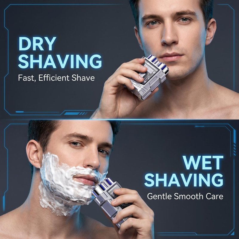 Royalstar Electric Shaver for Men, Wet and Dry Rotary Razor, IPX7 Waterproof USB-C Fast Rechargeable Shaving Razor Portable for Home Travel