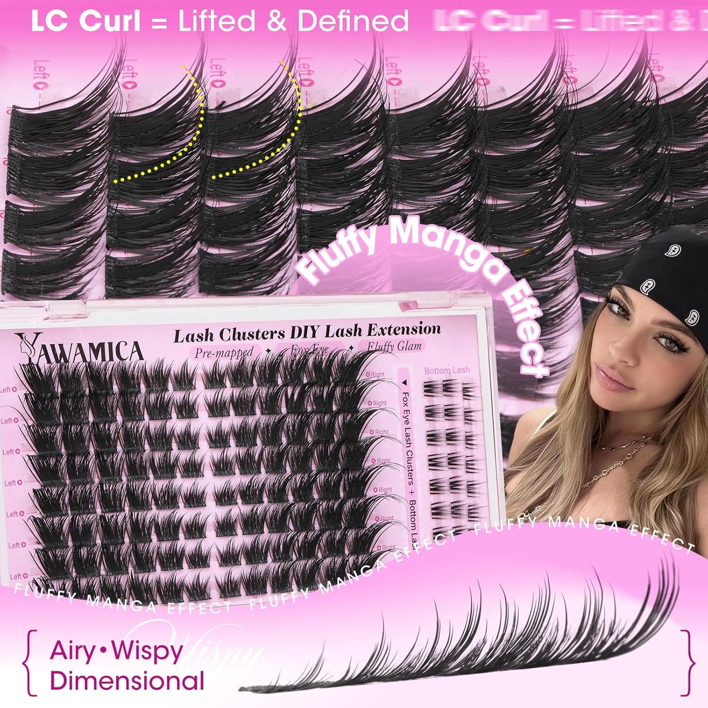 Fox Eye Lash Clusters - Fluffy Wispy Manga Lashes | Pre-Mapped Individual Extensions 8-16mm, Bottom Clusters 5-7mm