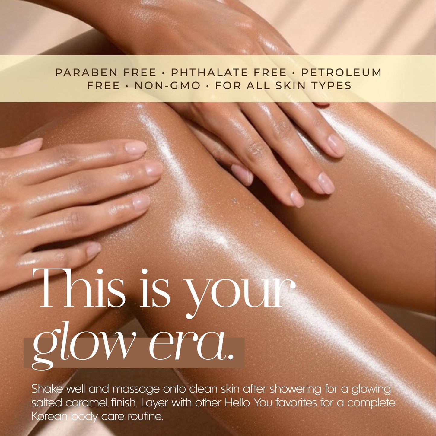 Hello You Jojoba Oil & Collagen Shimmer Body Oil – Dermatologist Tested, Anti Aging, Korean Skin Care – Firming Glow, Hydrating Moisturizer with Salted Caramel Scent – Vegan Clean Beauty – 3.38 Fl Oz