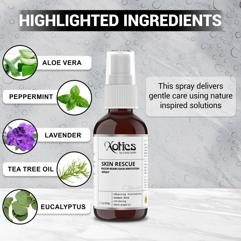Xotics Skin Rescue Razor Bump 2oz - All Natural Barber Aftershave Razor Burn Treatment for Men/Women - All Natural Ingredients