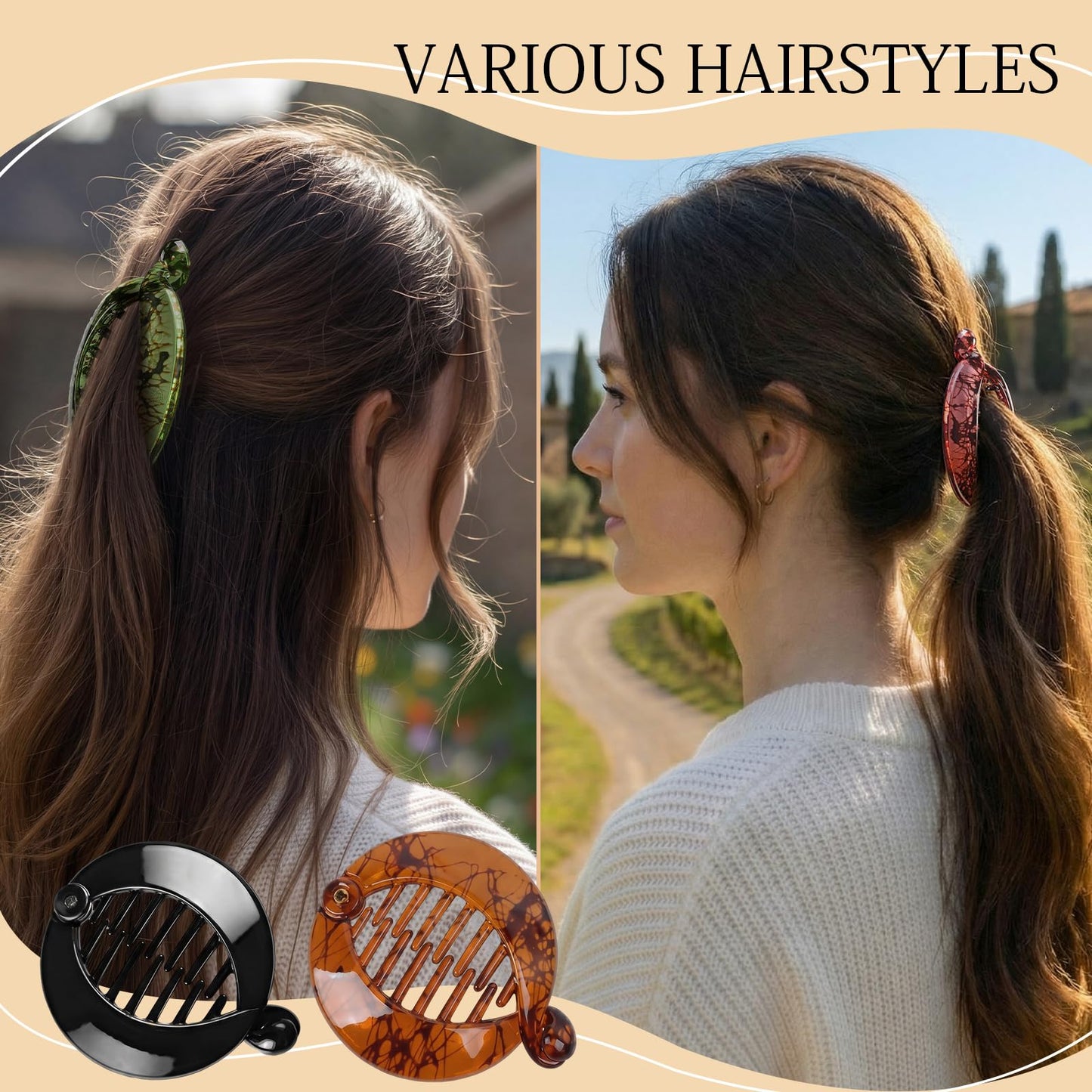 WILLBOND 6 Pieces Banana Hair Clips Banana Combs Fishtail Hair Clip Combs Resin Fish Grips for Women Accessories (Fashion)