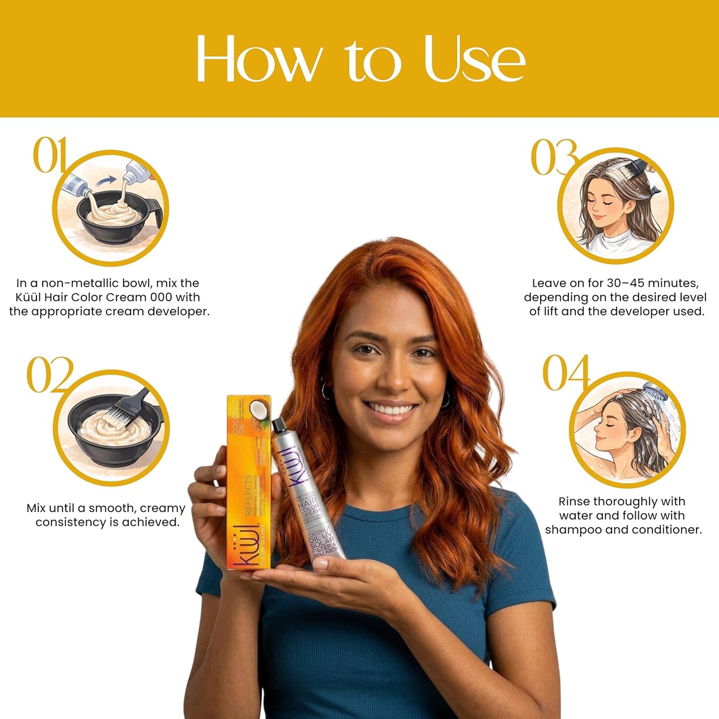 Permanent Copper Hair Dye Cream - Coconut Oil & Collagen for Gray Coverage | 3.04 fl oz / 90 ml