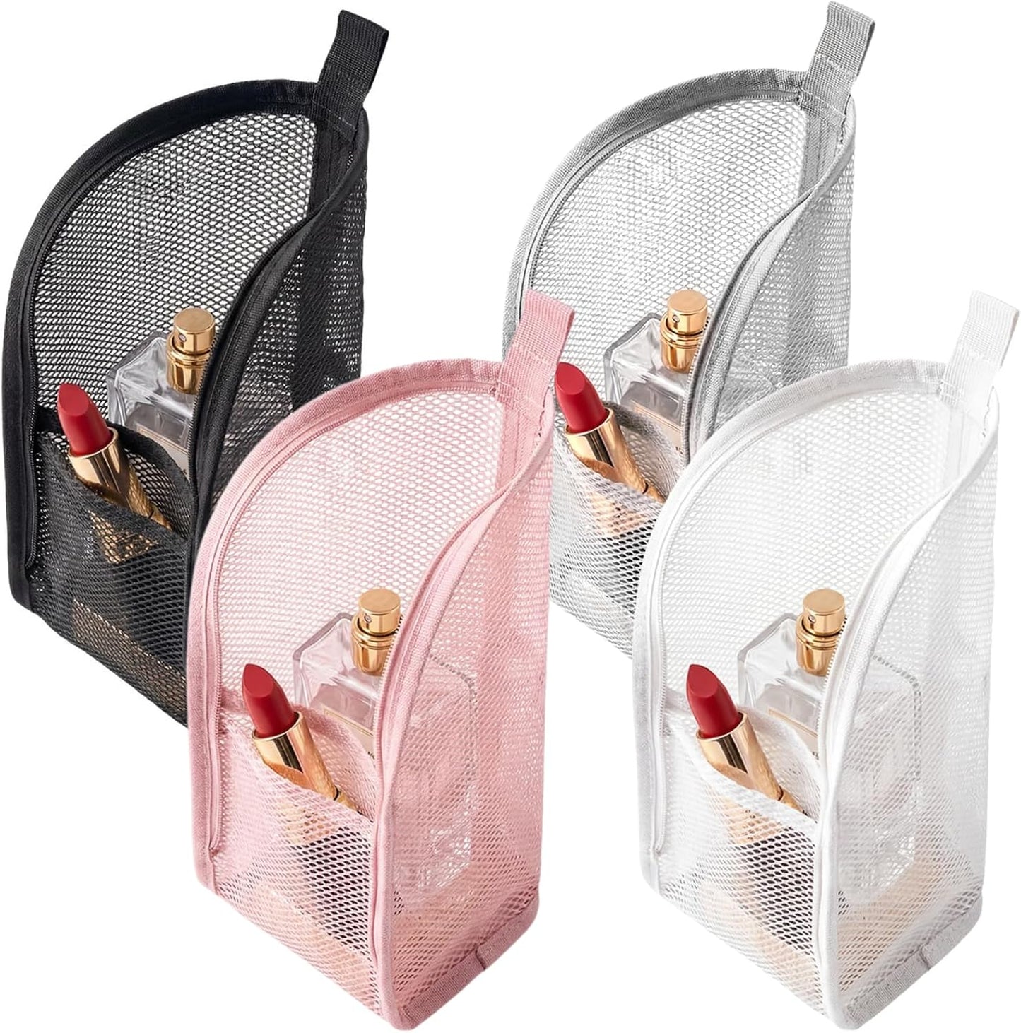 Lightweight Travel Toiletry Bag - Waterproof Foldable Cosmetic Organizer | Compact Design in White & Pink