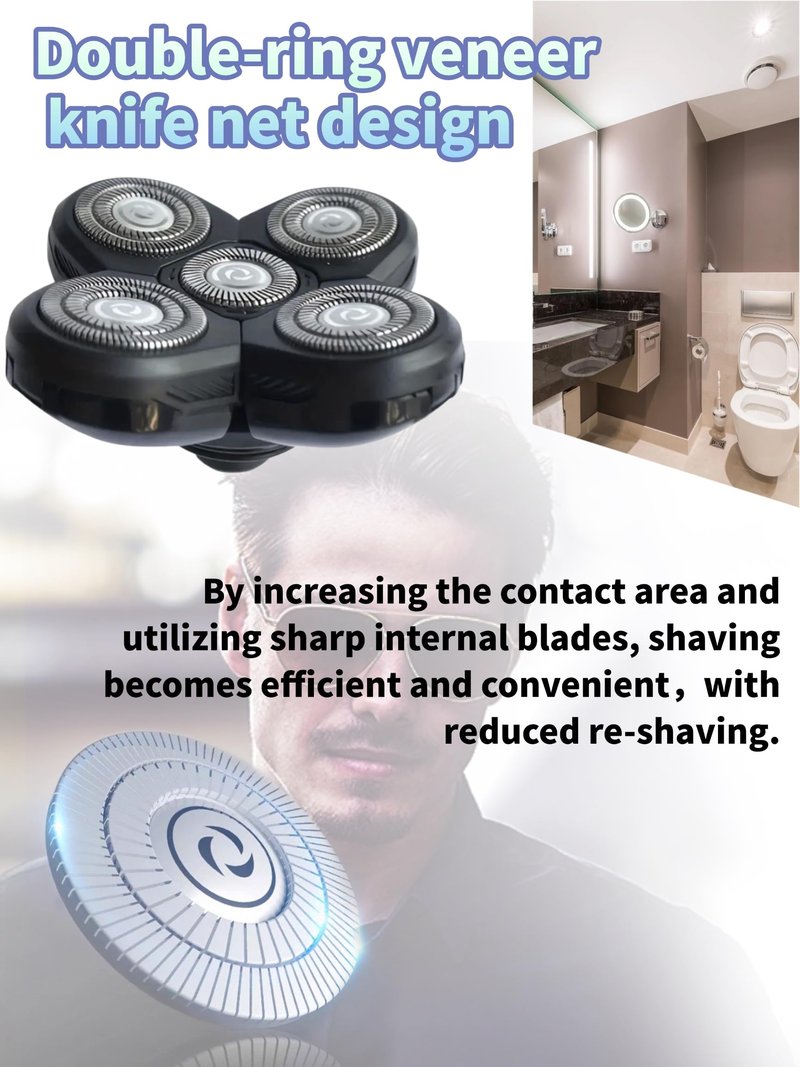 3 Pcs 5-Blade Universal Head Shaver for freebird replacement blades, Compatible with Freebird Shavers, Electric Shaver Refills for Bald Men with 1 Cleaning Brush (3 Pack)
