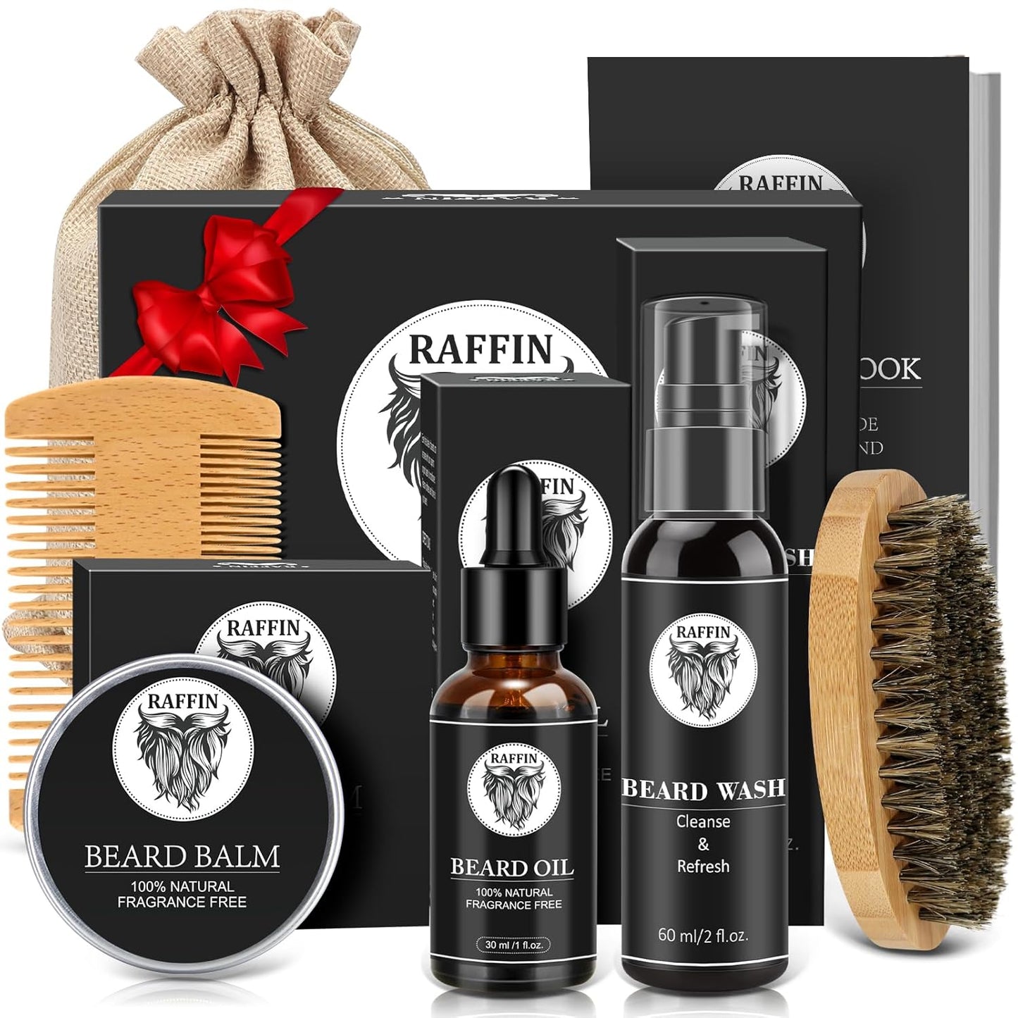 Beard Growth Kit - 2oz Beard Growth Oil with Biotin & Castor Oil for Fuller, Thicker Beard | Perfect Gift for Men