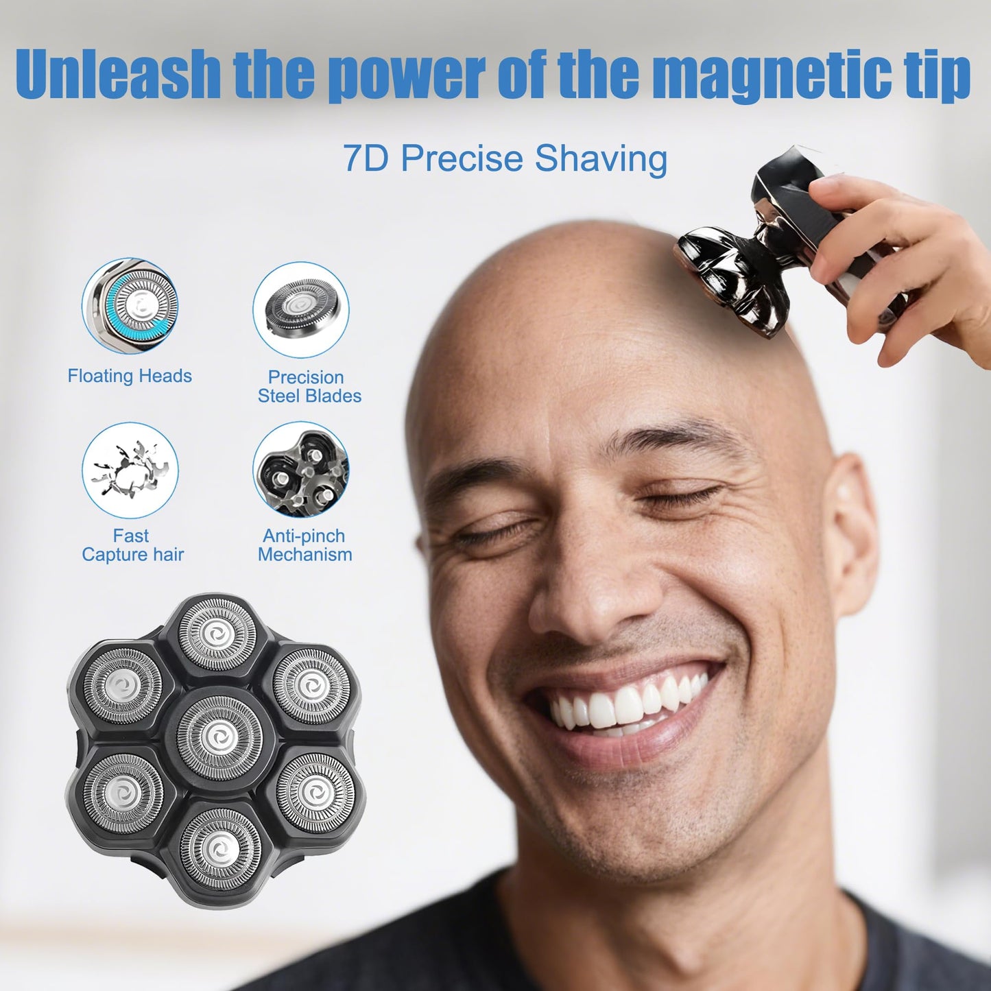 5 Blades Men's Electric Shaver Replacement Heads Razor Shaver Replacement Blades Bald head shaver replacement blades for Bald and Face (Black)
