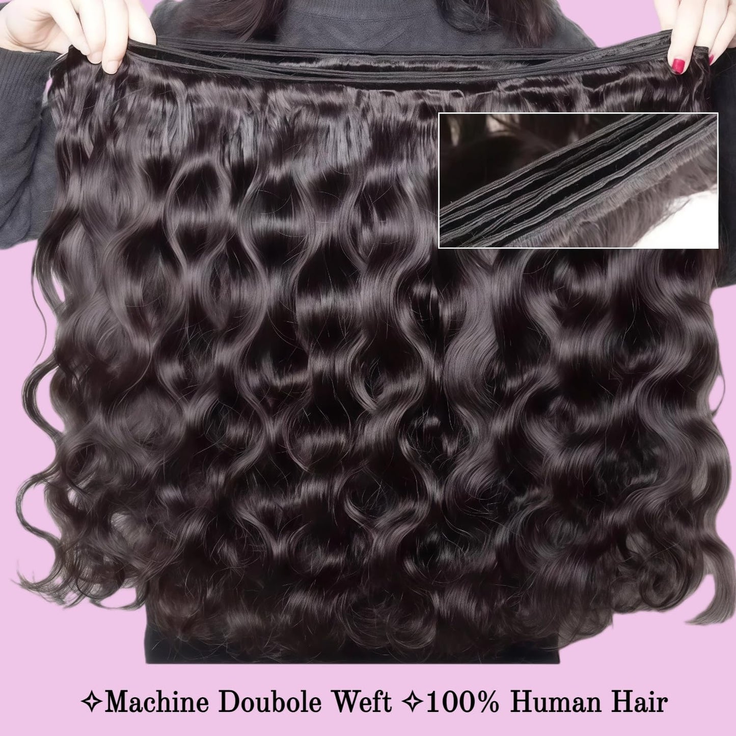AZONA Body Wave Bundles Human Hair New 14 16 18 Inch Human Hair Bundle Unprocessed Brazilian Virgin Hair 3 Bundles Human Hair Extensions for Women Natural Color