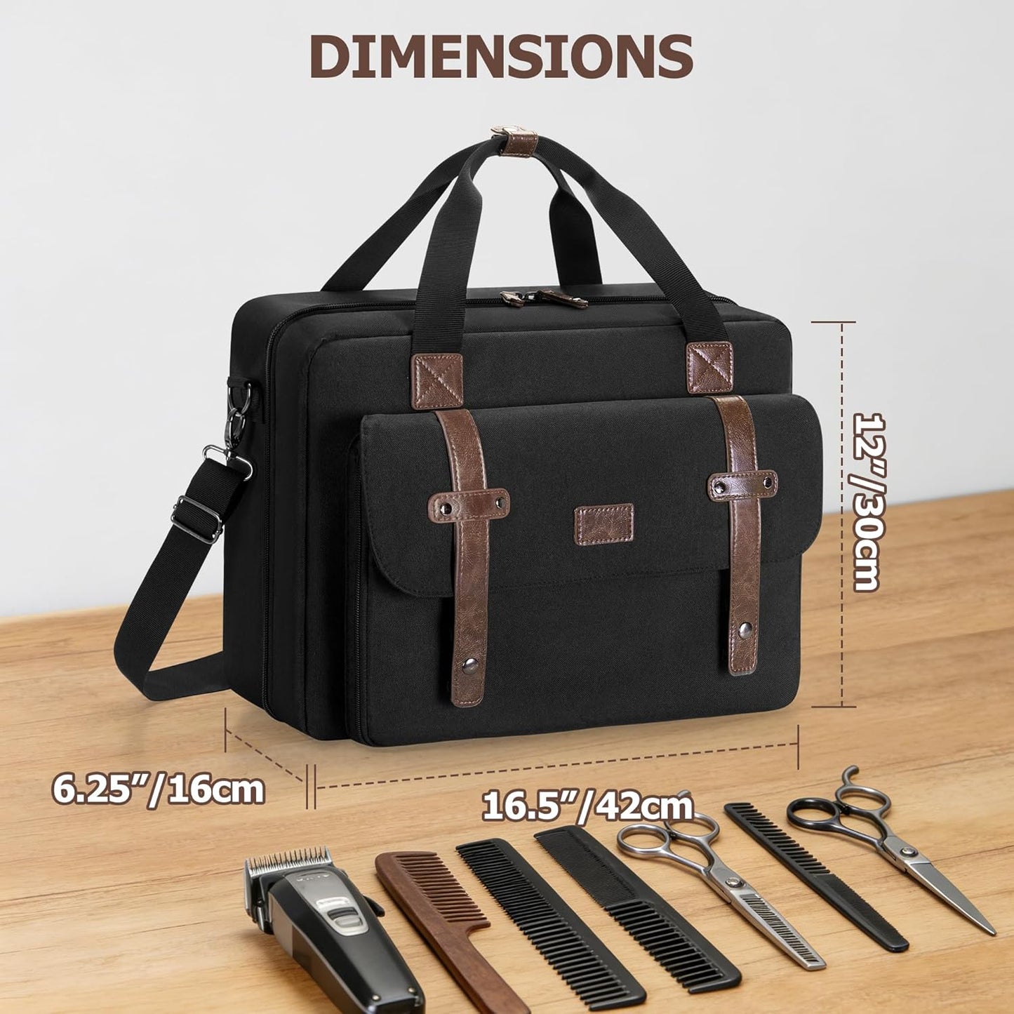 Large Capacity Barber Carrying Case - Stylish Black Briefcase for Clippers & Supplies | Durable Design