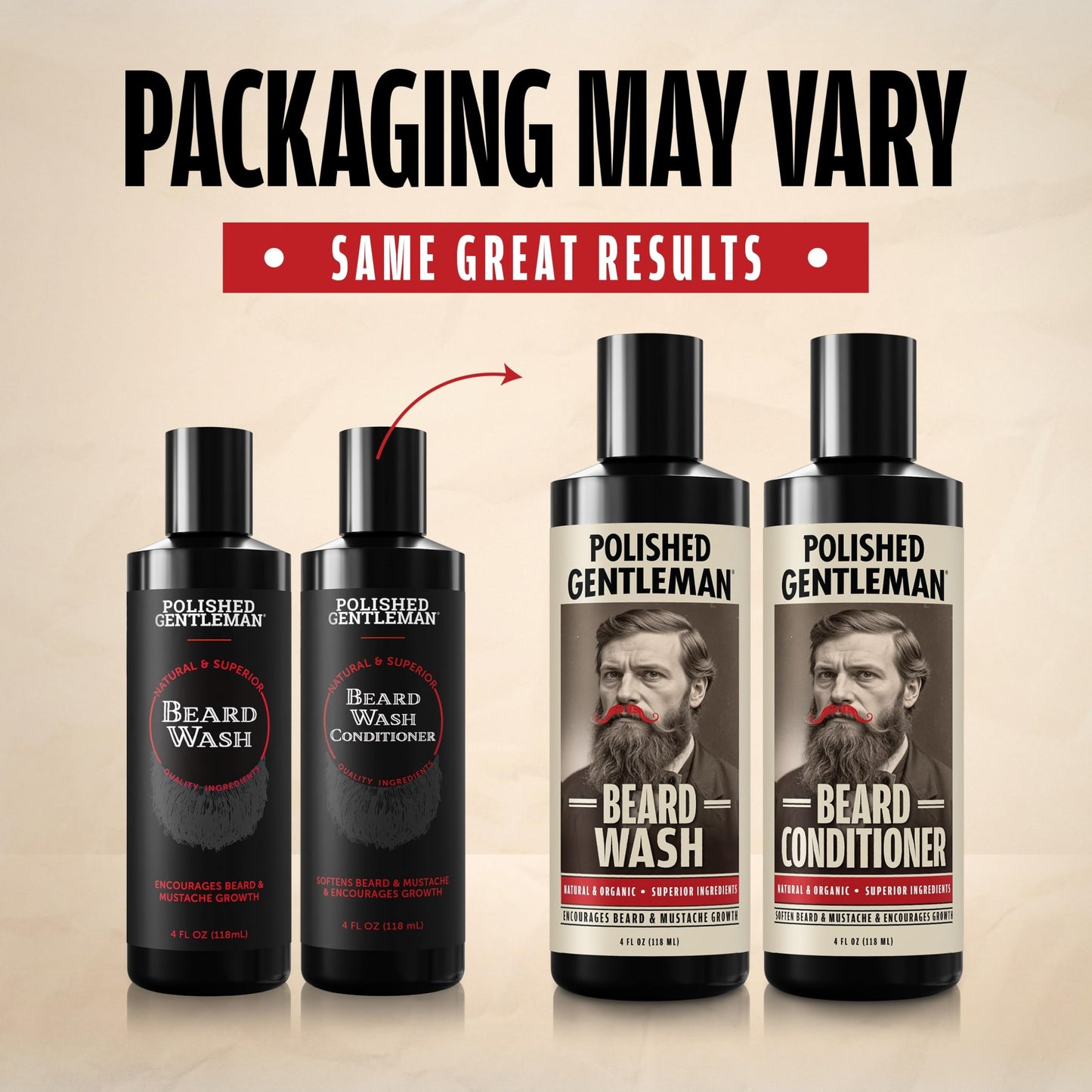 Polished Gentleman Beard Shampoo and Conditioner Set - Refreshing Beard Moisturizer & Mustache Softener - Beard Thickener with Tea Tree & Growth Oil - Paraben-Free & Sulfate-Free - Made by USA (4Oz)