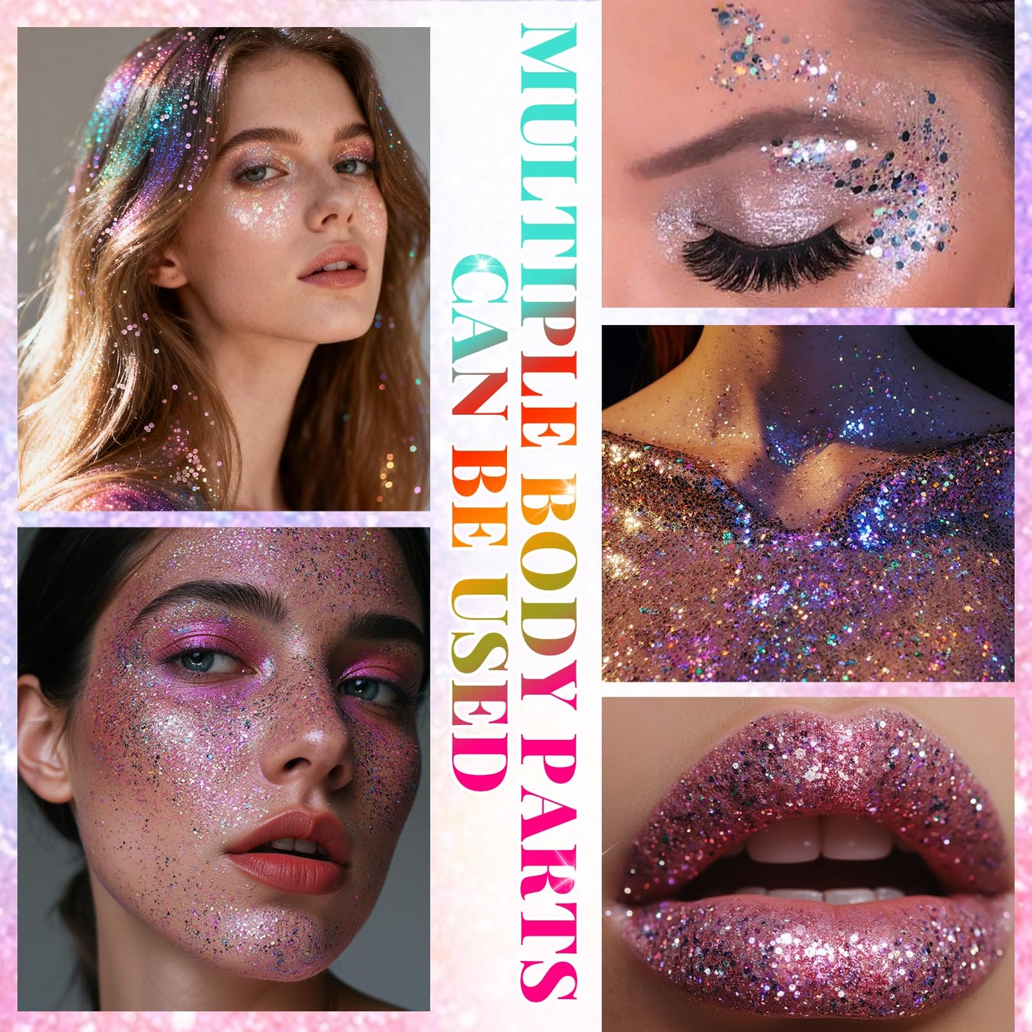 YBUETE Sparkling Pink Face and Body Glitter Stick for Sparkling Makeup, Hair Glitter Accessories for Women, Highlighting Stick for Fairy Dust, Cheerful Face Glitter for Festive Parties and Carnivals