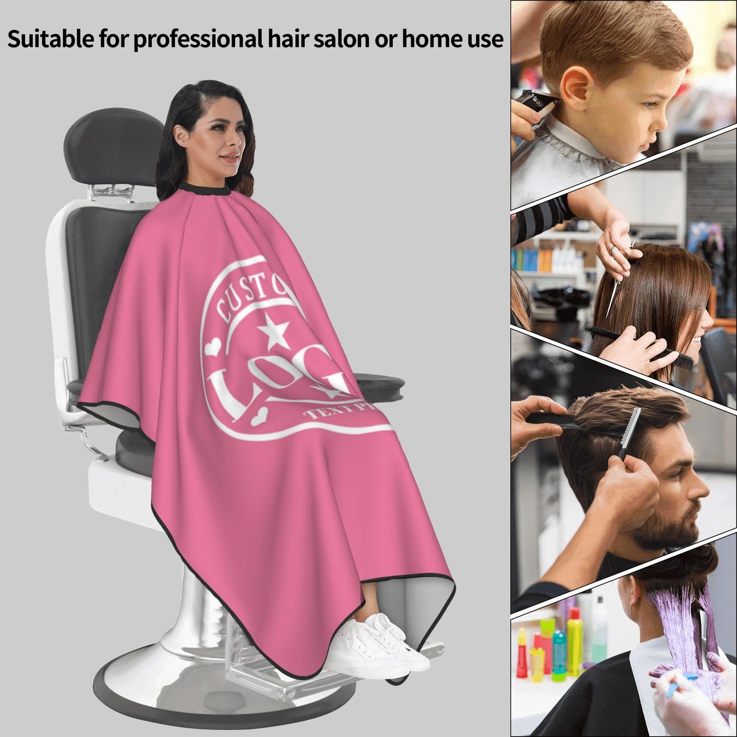 Custom Barber Cape Customized Haircut Capes Logo Text Photo Salon Hairdressing Apron for Home and Barbershop Azalea
