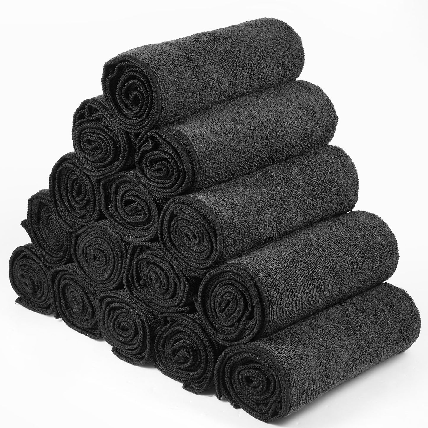 Shimeyao 26 Pcs Salon Bleach Proof Towels Highly Absorbent Hair Towels Hand Facial Cloths Bleach Resistant for Salon Barber Spa Beauty Bath Hair Stylist(Black,18 x 30 Inch,Classic)