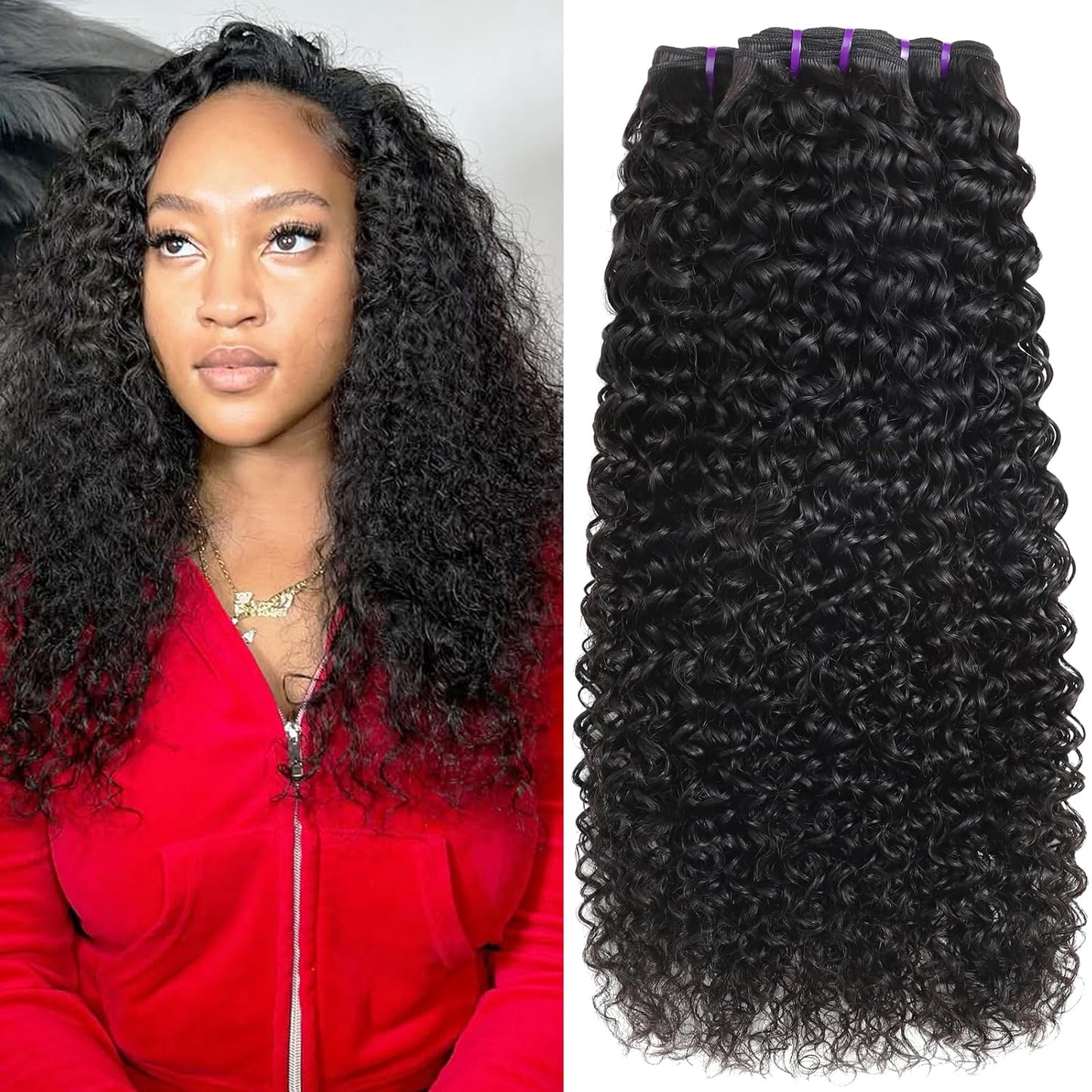 Burmese Curly Hair Bundles - 100% Unprocessed Virgin Remy Hair | 20, 22, 24 Inch Natural Color Extensions for Women