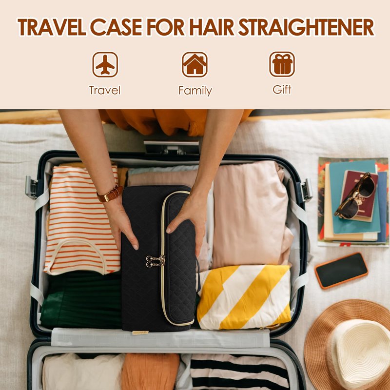 Yarwo Travel Bag Compatible with Dyson Airstrait/Corrale Hair Straightener and Attachments, Portable Flat Curling Iron Storage Case for Hot Hair Tools and Accessories, Black (Patent Pending)