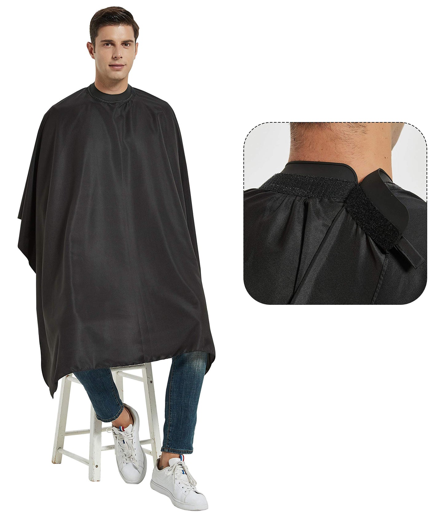Salon Hair Cutting Cape with Soft Silicon Neck Collar, Professional Anti-static Barber Cape
