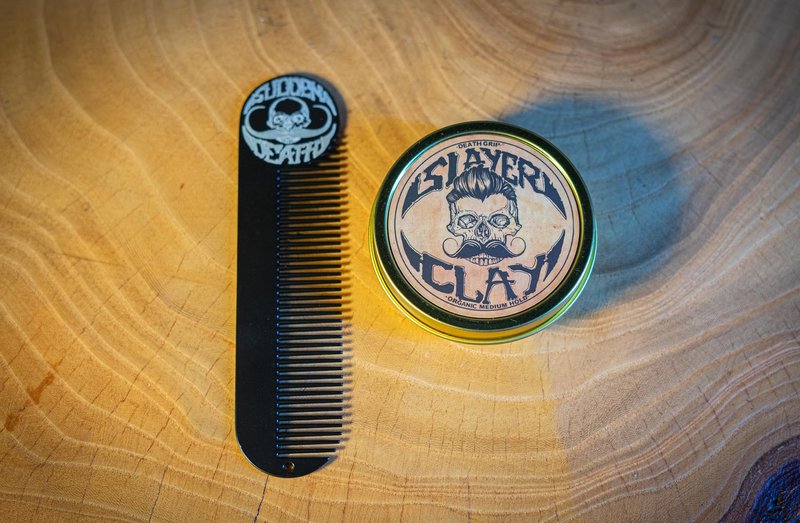 THE VINTAGE GROOMING CO. Hair Clay for Men - Slayer Clay & Large Pocket Keychain Comb
