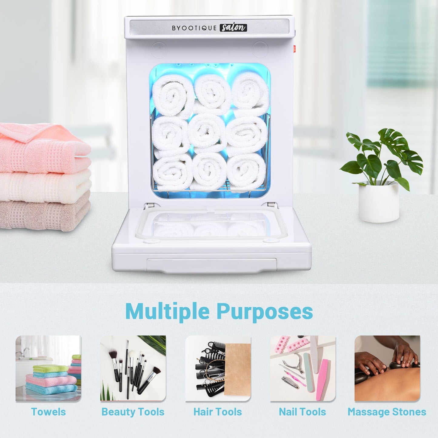 BYOOTIQUE 5L Mini Hot Towel Warmer Cabinet Spa,Professional Fast Heating Portable Machine Barber Towel Warmer for Nail Salon, Facial, Massage, Estheticians, Beauty Studio,Med Spa (White)