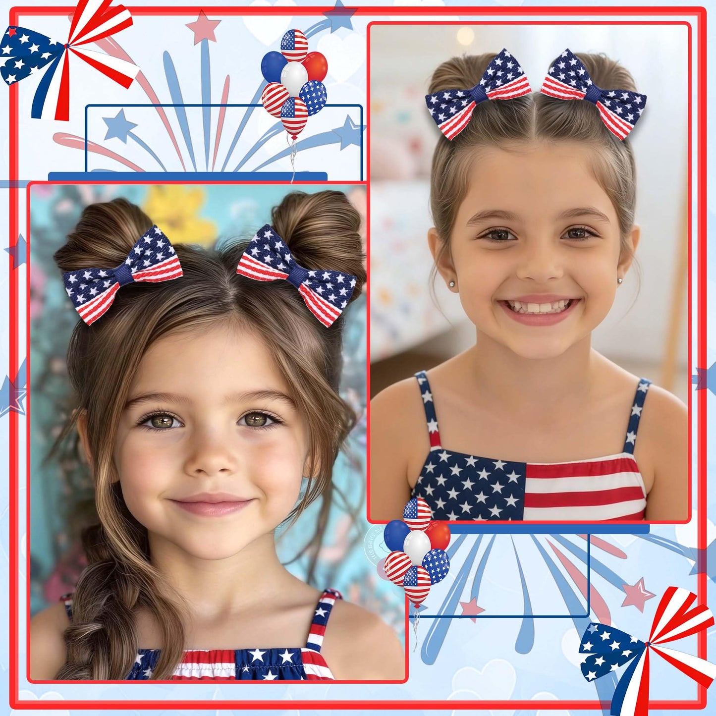 FARSYOD Hair Bow 4th of July Bows for Girls American Flag Hair Clips Patrioctic Bowknot Barrette USA Hairpin Red White Blue Accessories for Independence Day