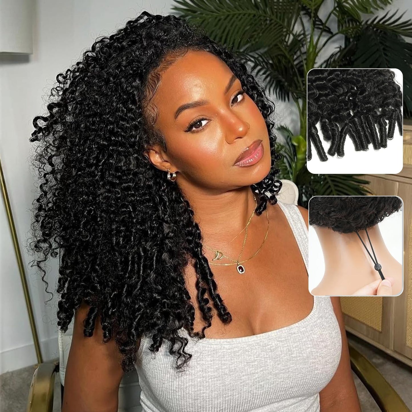 Burmese Curly Half Wig - 220 Density Human Hair, 16 Inch | No Glue, Beginner Friendly, Drawstring Design