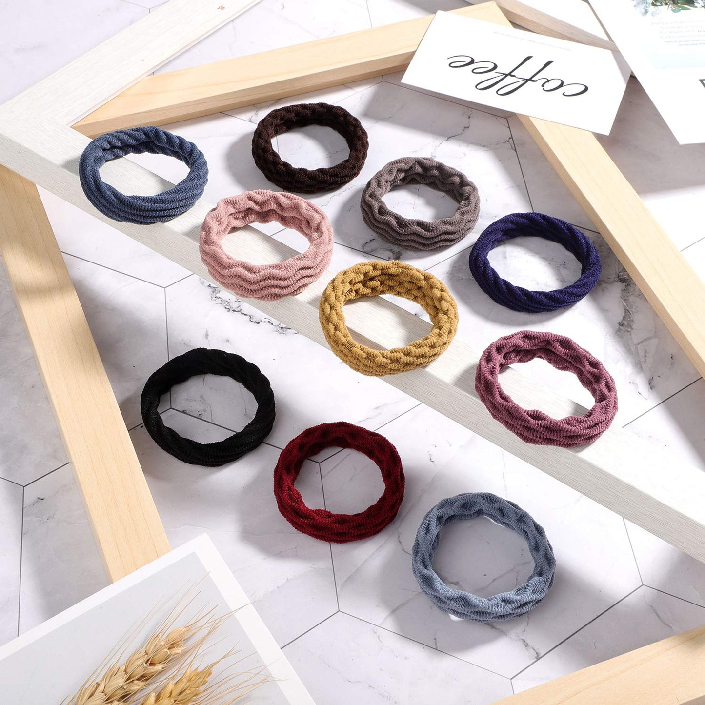 Seamless Hair Ties - 60 Cotton No Crease Bands for Thick, Curly Hair | Lightweight & Highly Elastic, Mixed Colors