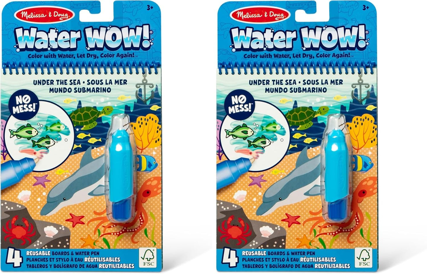 Melissa & Doug Water Wow! Mess-Free Coloring Book - Reusable Water-Reveal Activity Pad for Toddlers & Kids Ages 3+ | Animal Theme