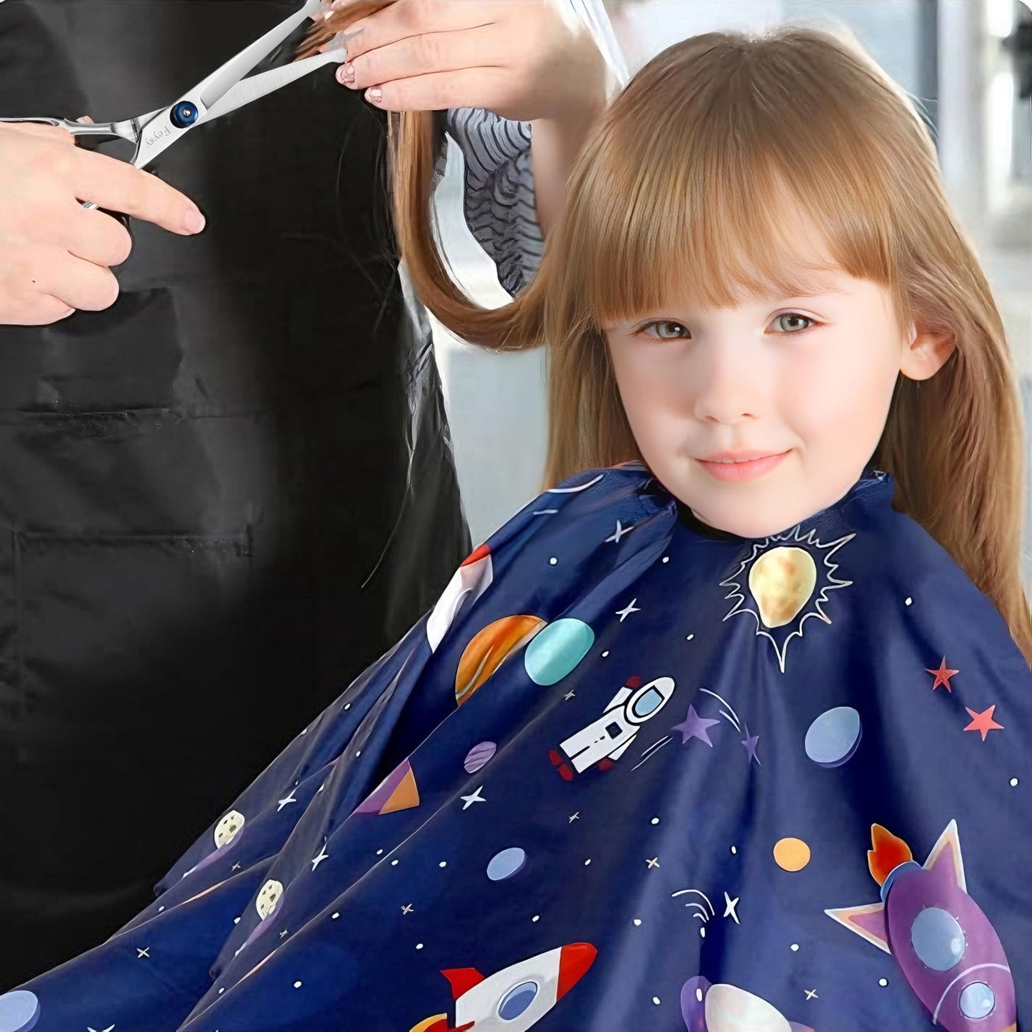 Kids Hair Cutting Kit, Complete Haircut Set for Children – Safety Round Tip Scissors, Thinning Shears, Razor Comb, Barber Cape, Neck Duster, Comb & Clips, Home Haircut Kit with Bag