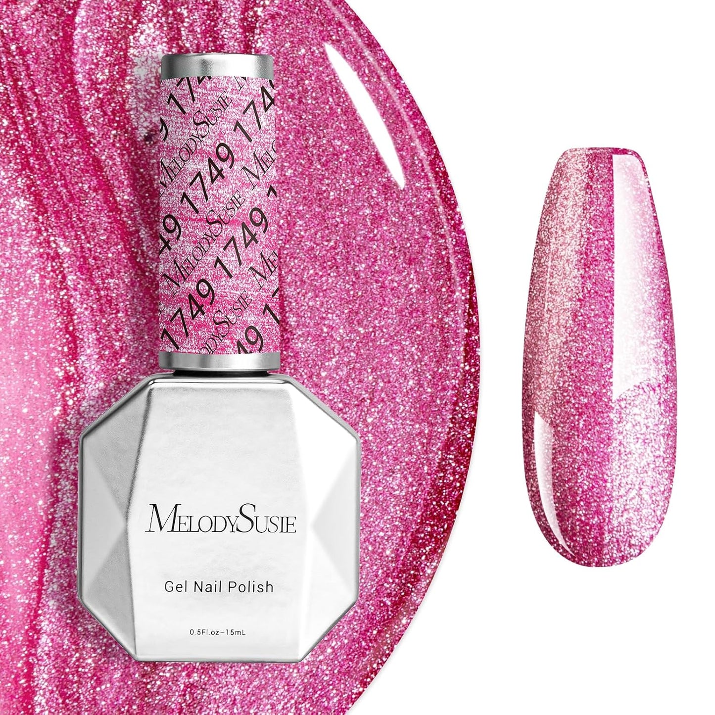 MelodySusie Neon Pink Gel Nail Polish - Bright Hot Pink Soak Off UV LED | 0.5 fl oz for DIY Nail Art & Manicure