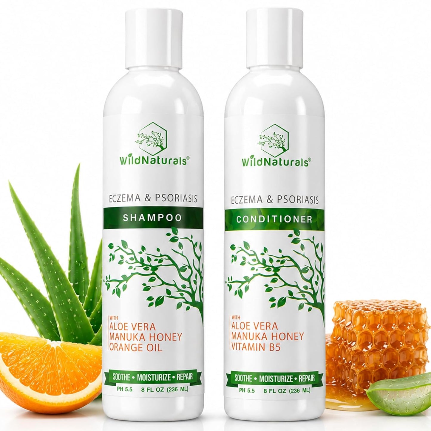 Eczema Psoriasis Shampoo & Conditioner Set | Anti-Dandruff Treatment for Dry Scalp & Itchy Hair