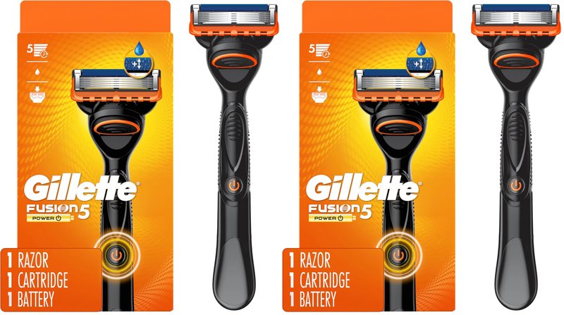 Gillette Fusion5 Power Razor for Men, 1 Gillette Power Razor Handle + 1 Blade Refill, (Pack of 2)