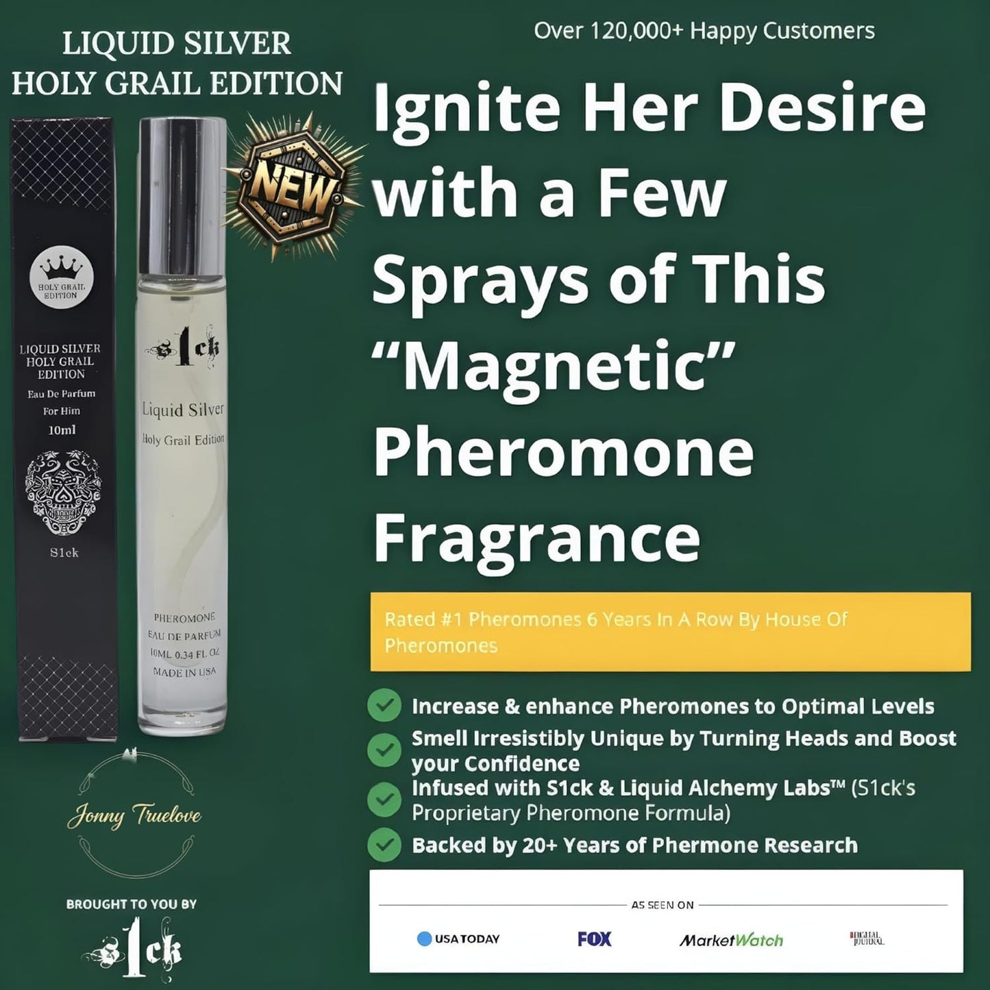 Liquid Silver Pheromone Cologne for Men - USA-Made Bold Strength Scent | Lasting Attraction Spray