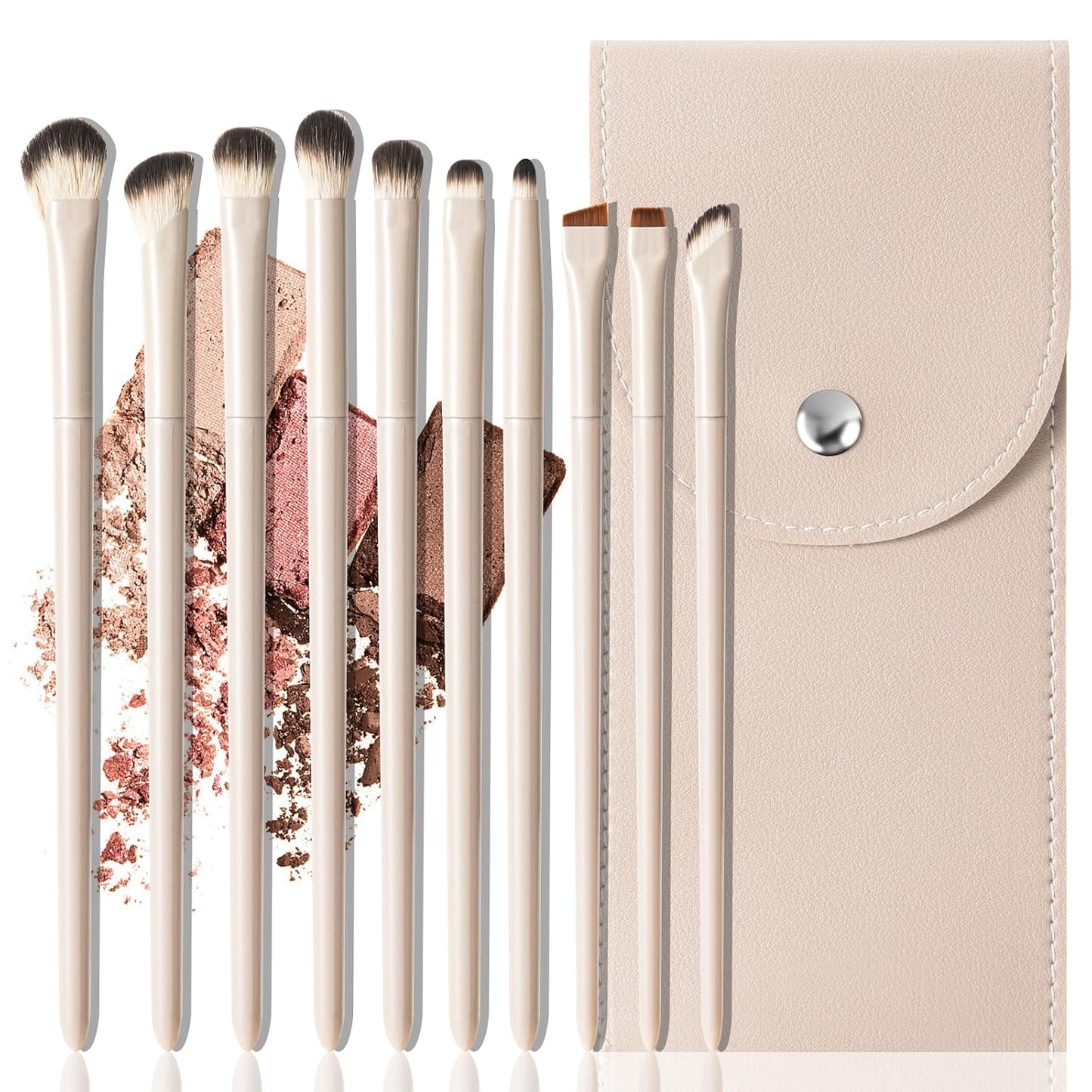 Eye Makeup Brush Set - 10 Professional Eyeshadow Brushes with Travel Case | Cruelty-Free & Vegan for Beginners