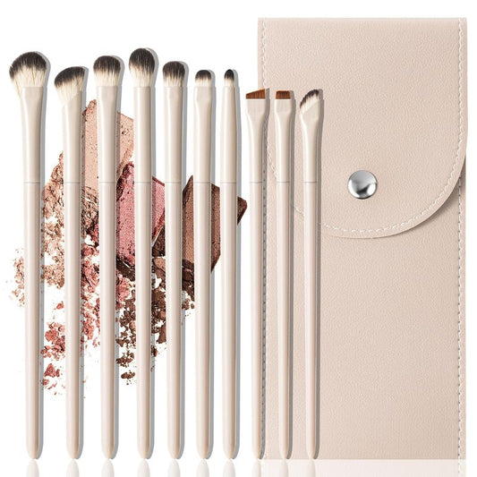 Eye Makeup Brush Set - 10 Professional Eyeshadow Brushes with Travel Case | Cruelty-Free & Vegan for Beginners