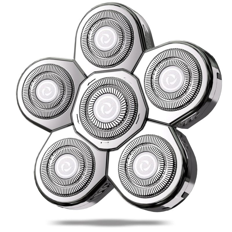 VODOZAVA Head Shaver Replacement Heads Magnetic 7 Blades Razor Replacement Blades Compatible with Freebird Shaver & Other Brands (silver6)