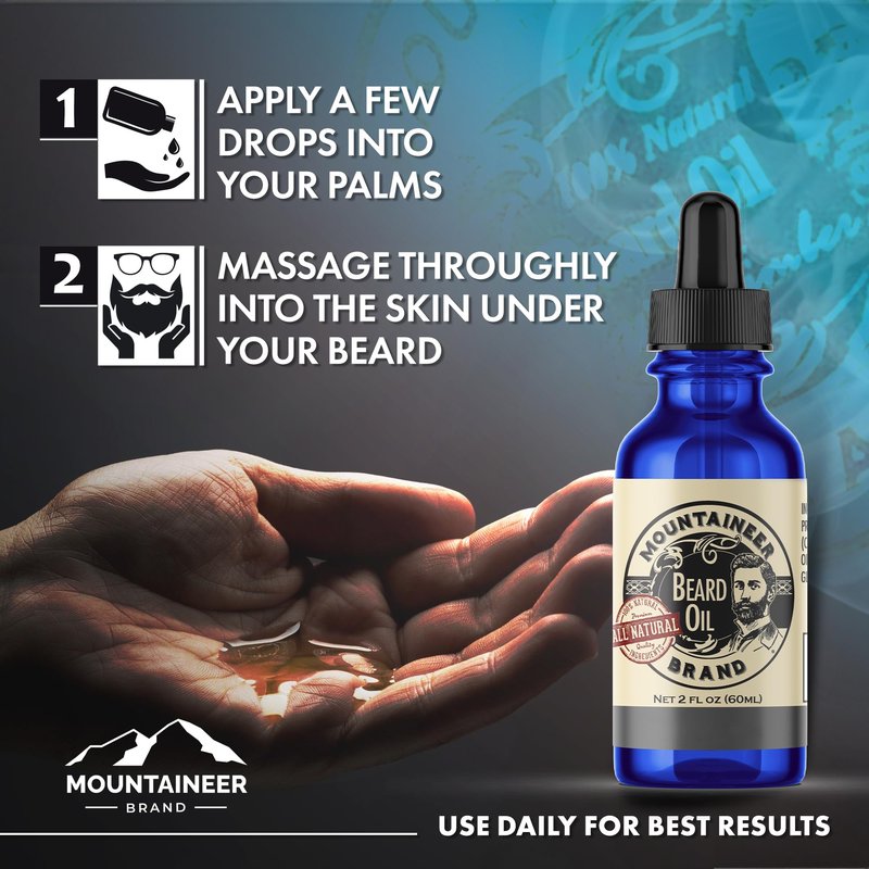 Mountaineer Brand Natural Beard Oil with Coal Scent | Made in West Virgina | Hydrates, Moisturises, Softens & Conditions for Beard Growth | Treats Dry Itchy Beards for Men | 2oz