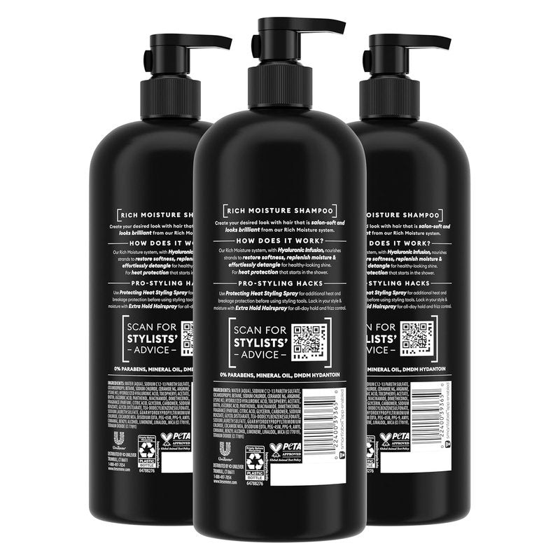 TRESemmé Rich Moisture Shampoo - Hydrating Formula for Dry Hair | 3 Count, 28 Fl Oz
