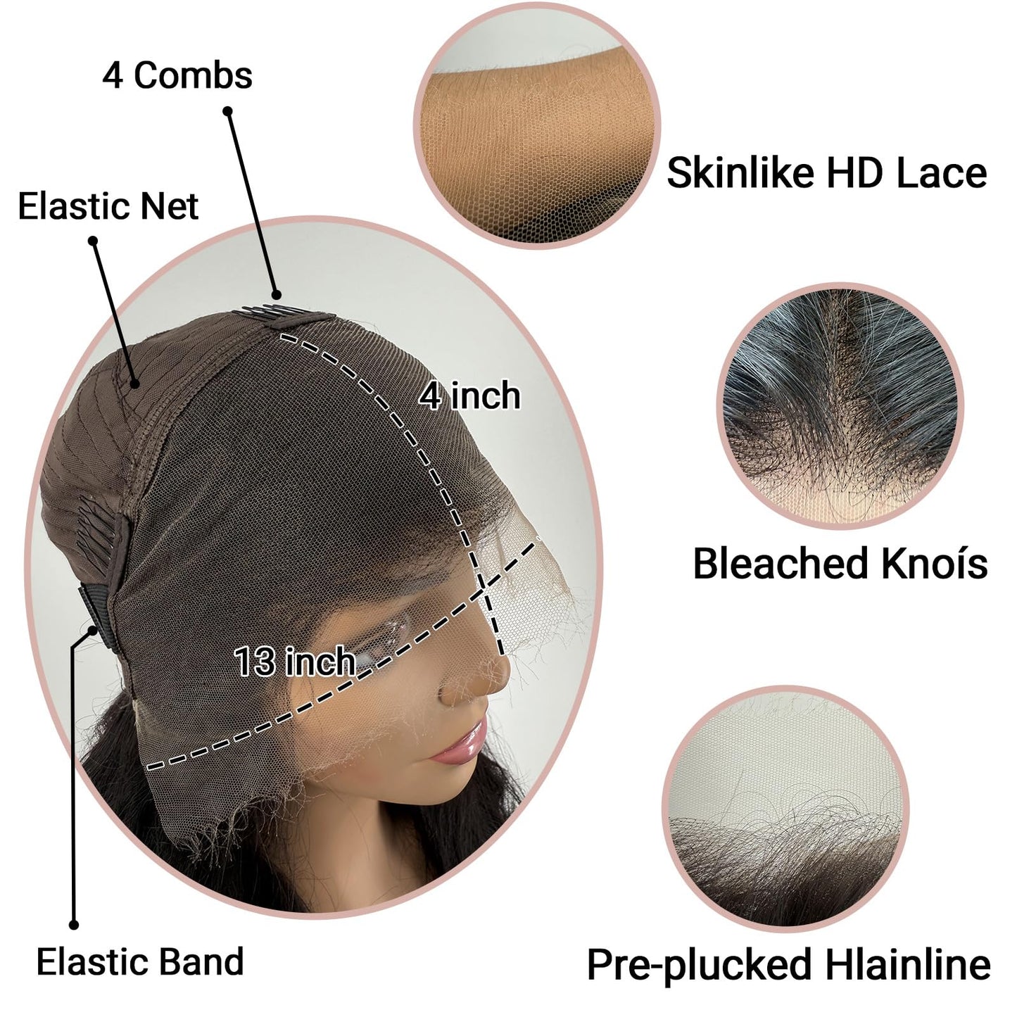 QDOMEIAI Real HD Lace Wig 13x4 Full Lace Frontal Wig 220% Density Body Wave HD Transparent Lace Front Wigs Virgin Human Hair Wigs Pre Plucked with Baby Hair (Natural Black 30 inch)