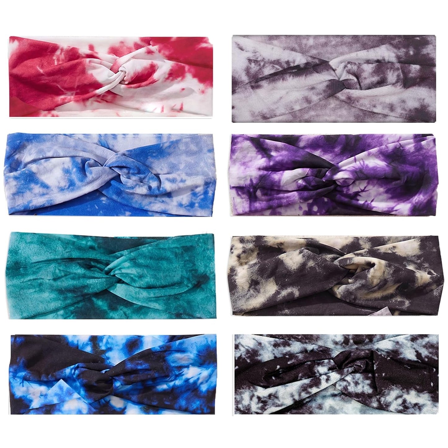 Needbrock Boho Headbands for Women - 8 Pcs Non-Slip Knotted Hair Bands | Soft Stretchy Cloth for Yoga & Daily Wear