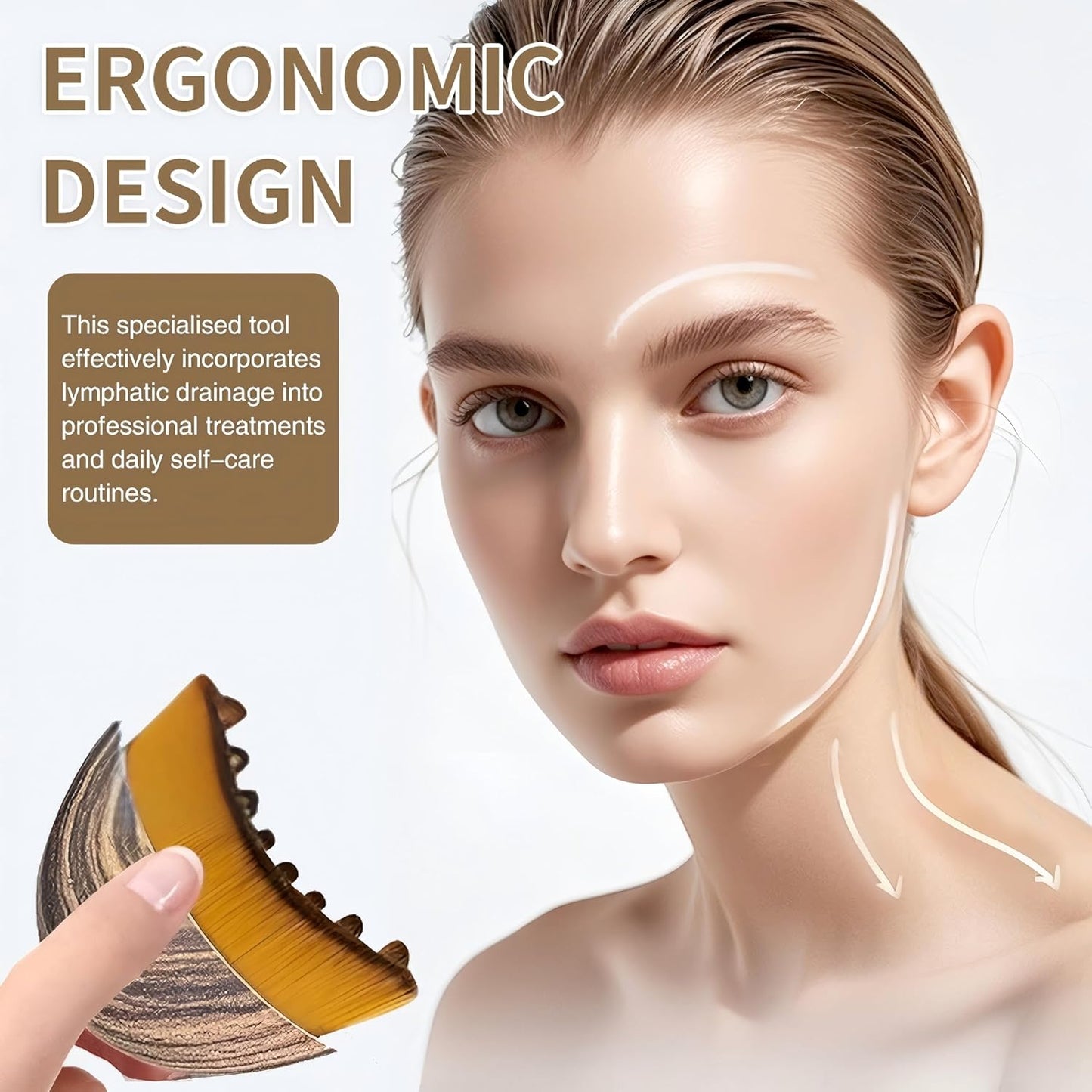 Lymphatic Contour Face Brush Set - Dry Brushing Massager for Drainage & Jawline Sculpting | Ergonomic Design (2PCS)