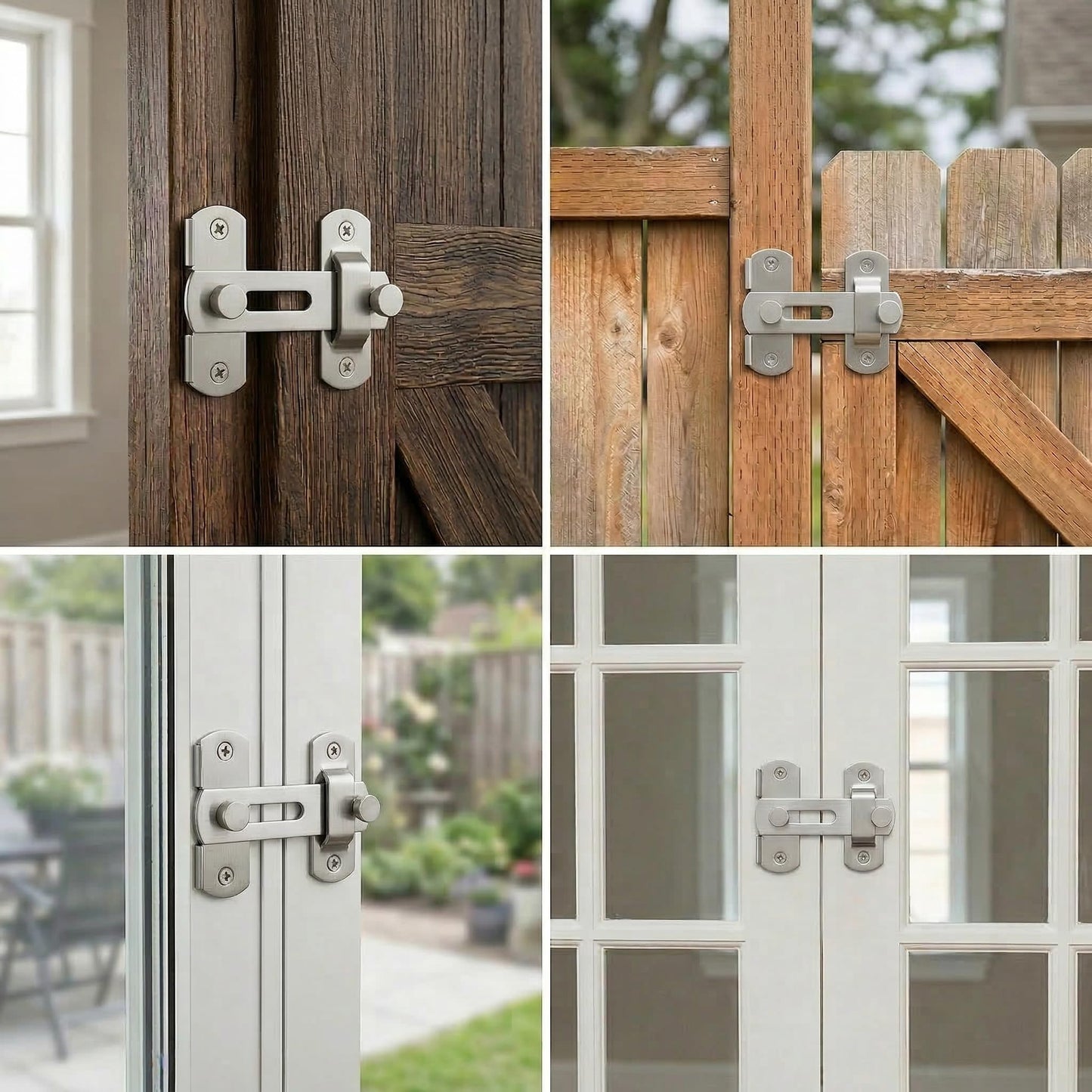 2 Pack Flip Latch Gate Latches, 4 Inch SUS304 Stainless Steel Safety Door Locks for Barn Doors, Wood Fence, Sliding Doors and French Doors, Heavy Duty Gate Hardware,Silver