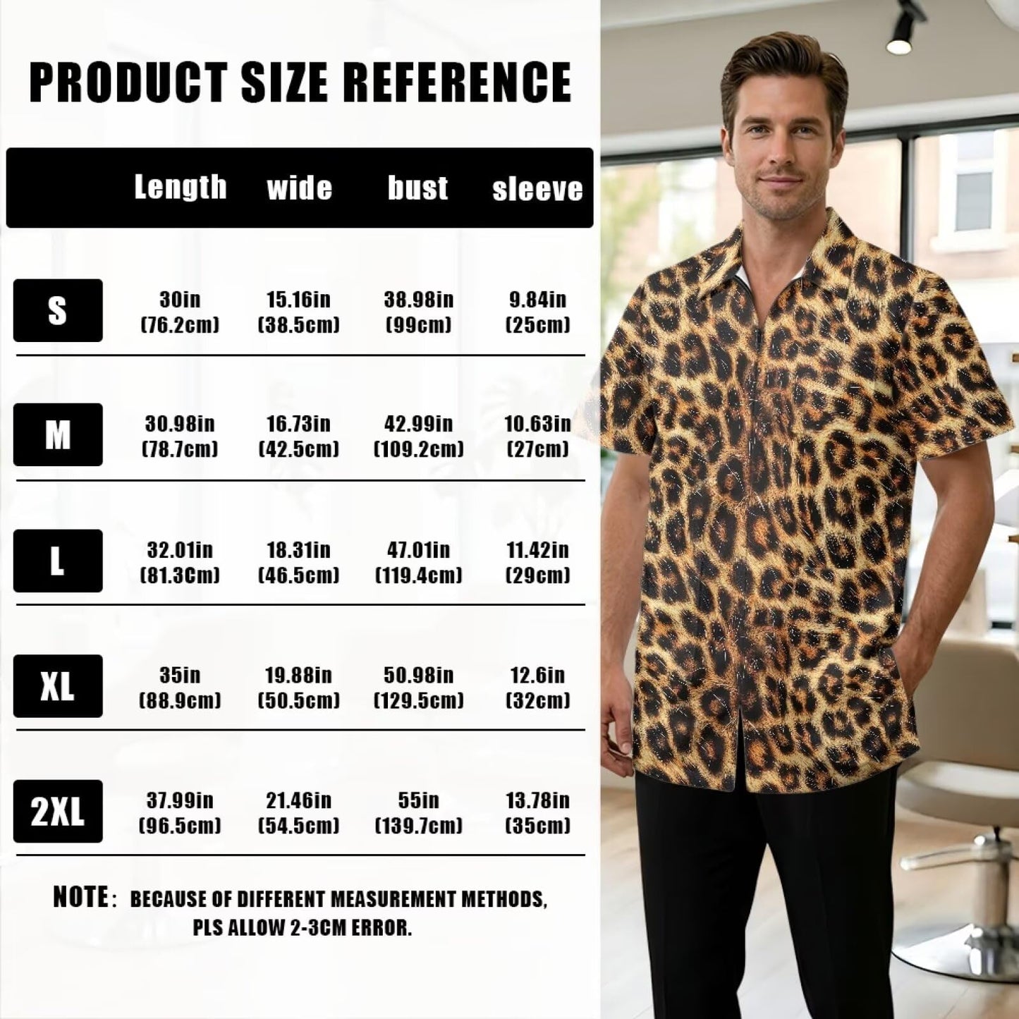Srengjodk Leopard Print Jacket For Barber Unisex Waterproof Hairstylist Aprons For Women, Grooming Smocks With 3 Pockets Quick-Dry Hair Stylist Work Vest Apron L M