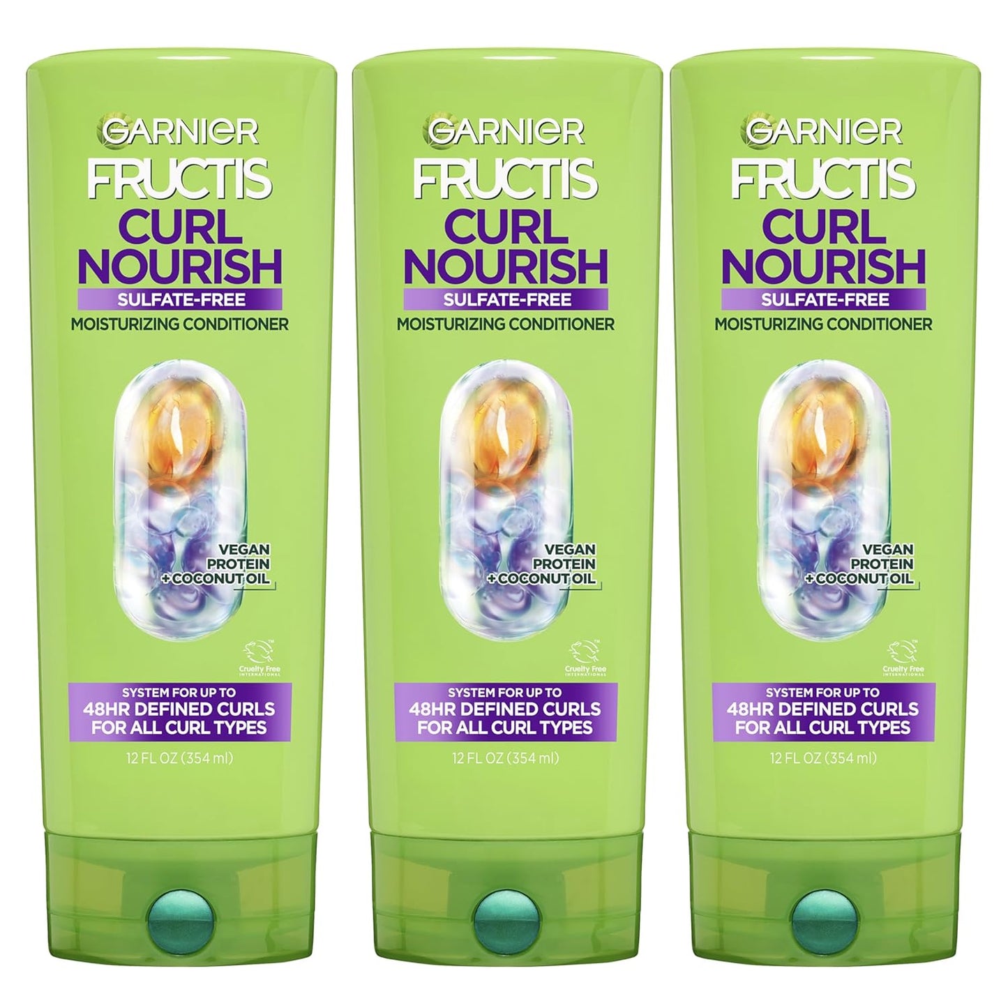 Garnier Fructis Curl Nourish Conditioner - Curly Hair Care with Coconut Oil & Plant Protein | 21 Fl Oz