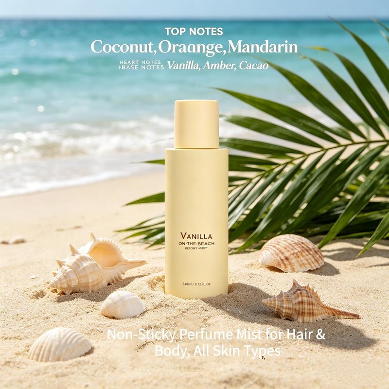 Vanilla Hair and Body Mist - Long-Lasting Beach Fragrance Spray | Natural Vanilla & Ocean Scent, Portable (1 oz)