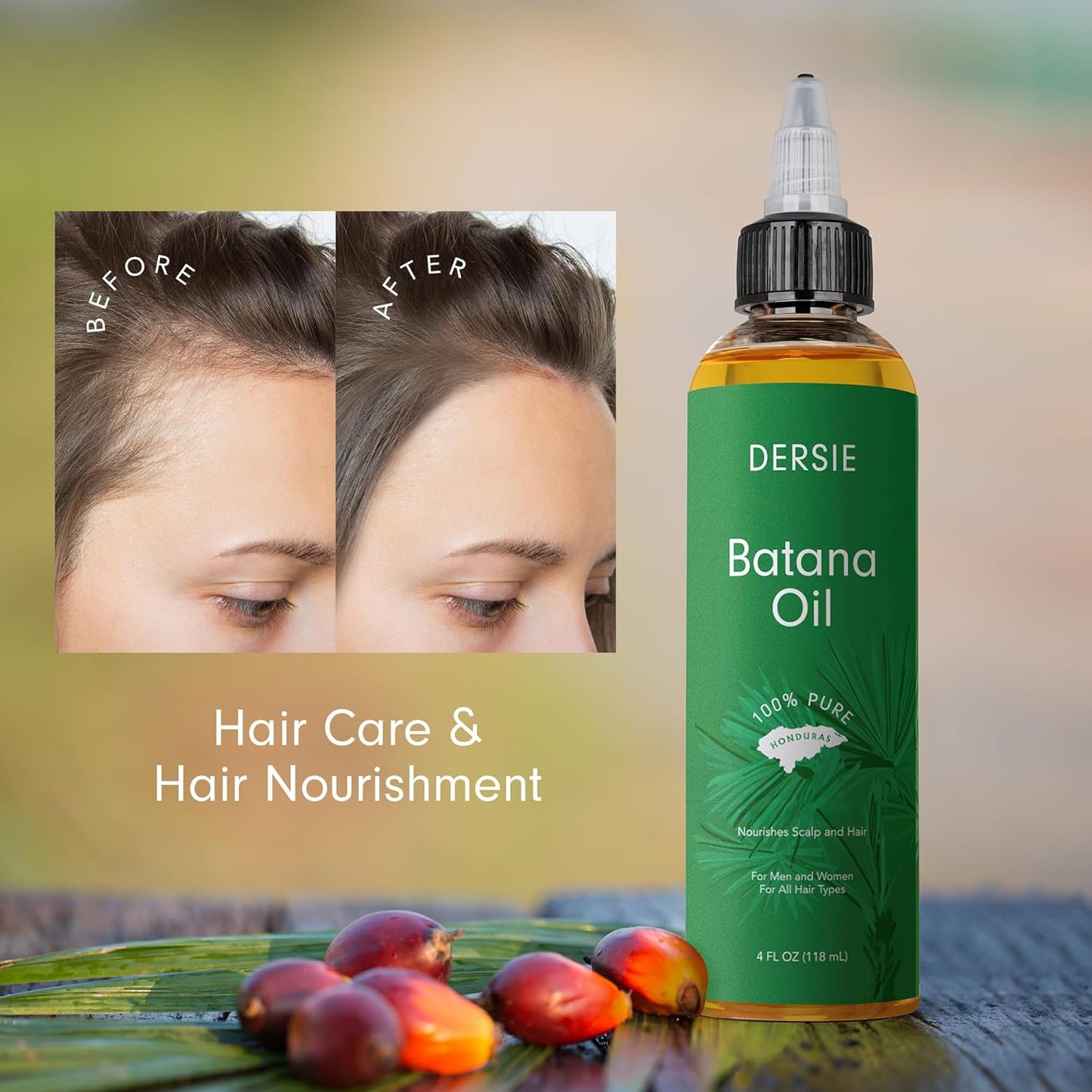 Batana Oil - 100% Pure Organic Leave-In & Pre-Wash Oil for Dry, Damaged Hair - Scalp & Hair Care | 4 fl oz