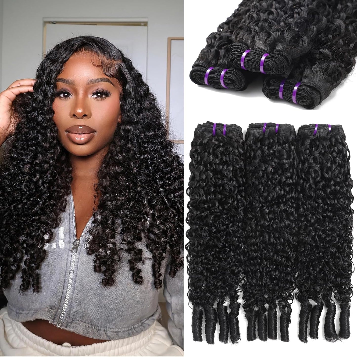 Burmese Curly Hair Bundles - 100% Unprocessed Virgin Remy Hair | 20, 22, 24 Inch Natural Color Extensions for Women