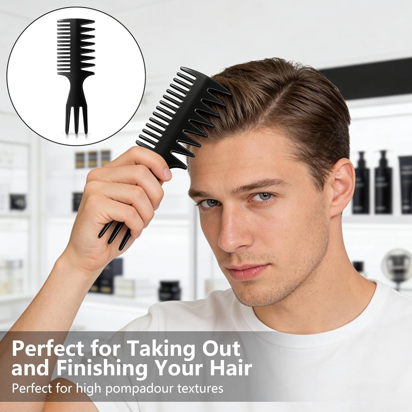 Wide Tooth Styling Combs Set - 6PCS Texturizing Hair Combs for Volume & Fringe | Durable ABS Plastic
