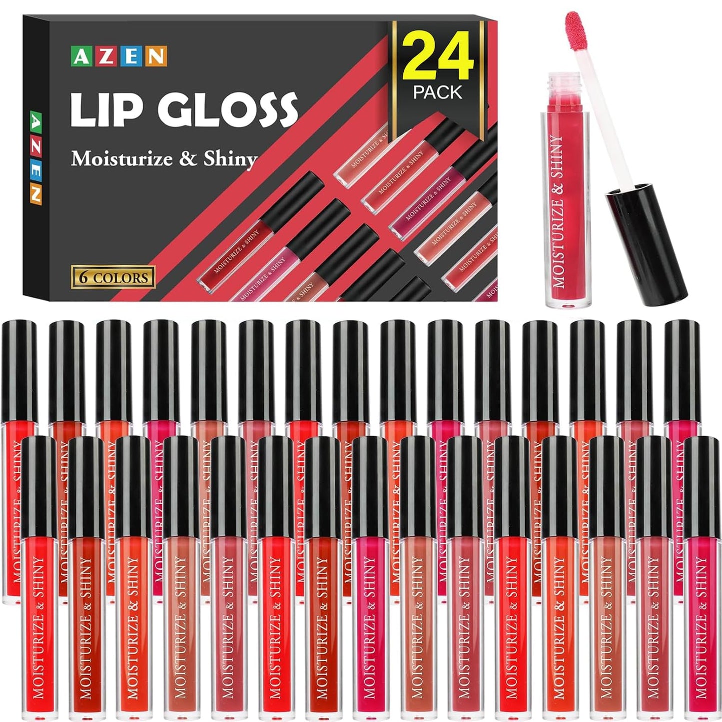 24 Pack Lip Gloss Set - Hydrating Lip Oil for Dry Cracked Lips with Vitamin E | Perfect Gift for Women