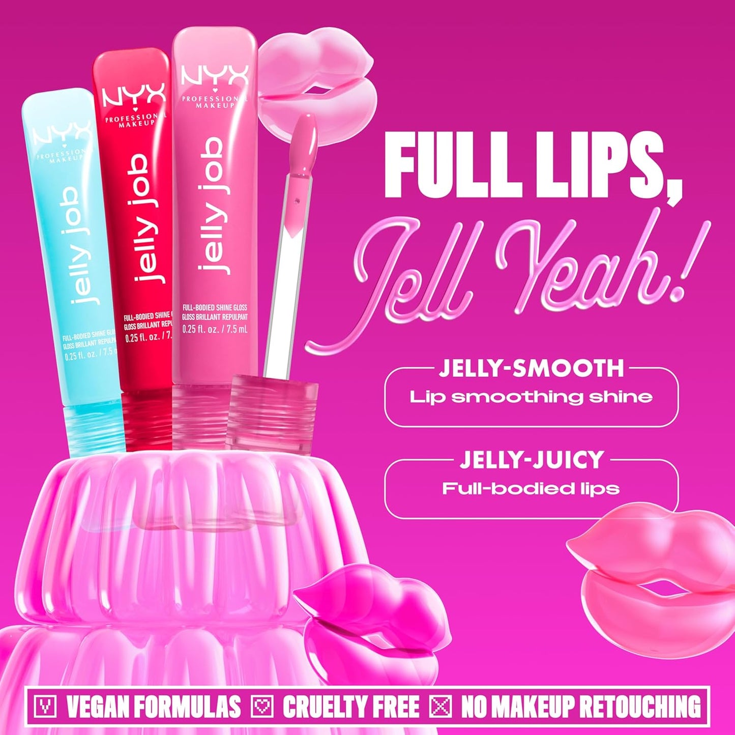 NYX Jelly Job Lip Gloss - Full-Bodied, Smoothing Lip Tint with Hyper-Glossy Shine | Toast N' Jelly (Pale Nude)